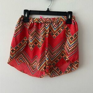 Vibrant Red Patterned Women Shorts